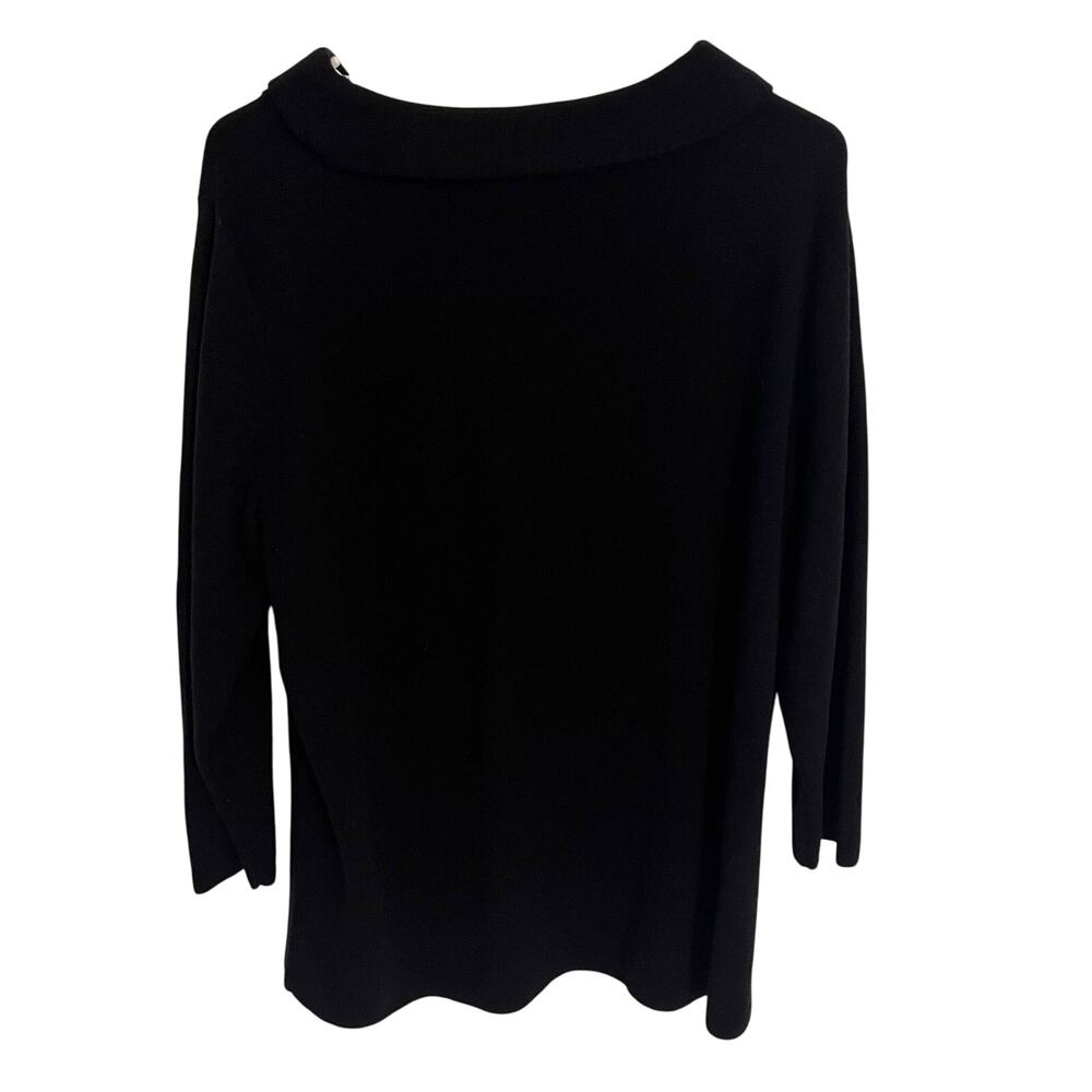 Talbots Sweater Womens XL Black Boat Neck 3/4 Sleeve Knit Pullover Office Work